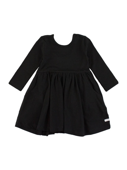 Black dress with long sleeves on a white background