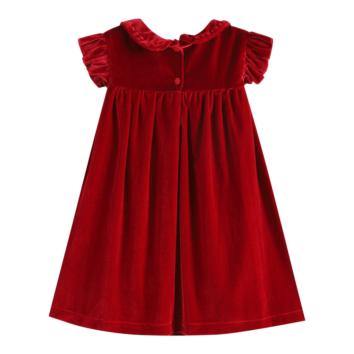 Red dress with ruffled sleeves on a white background